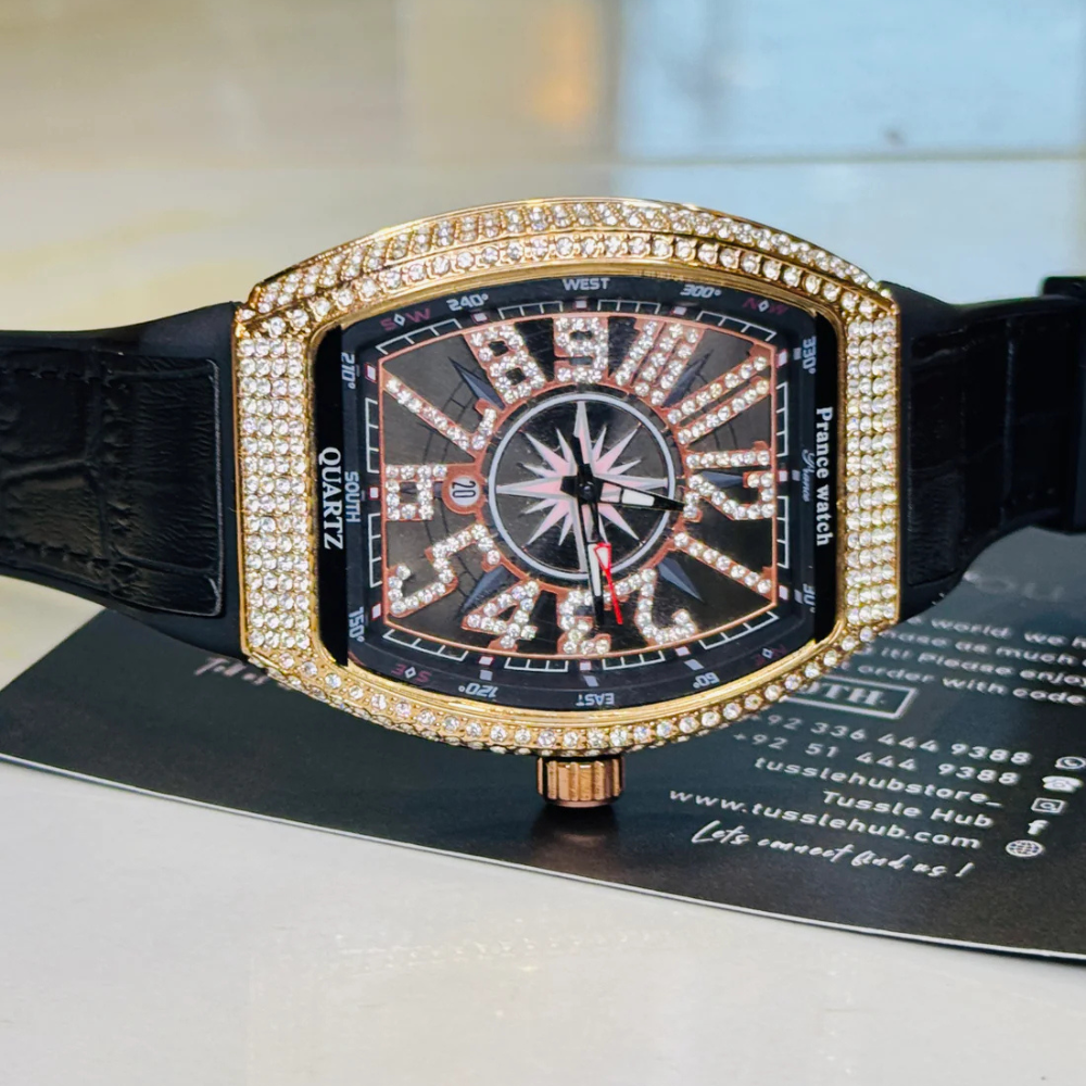 Franck Muller Vanguard Watch – Black, Rose Gold & Iced Design