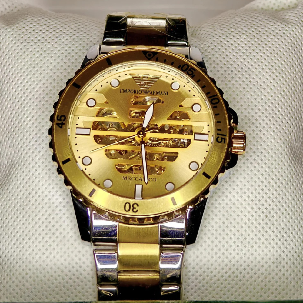 Emporio Armani Golden Men’s Luxury Watch – Elegant Timeless Design