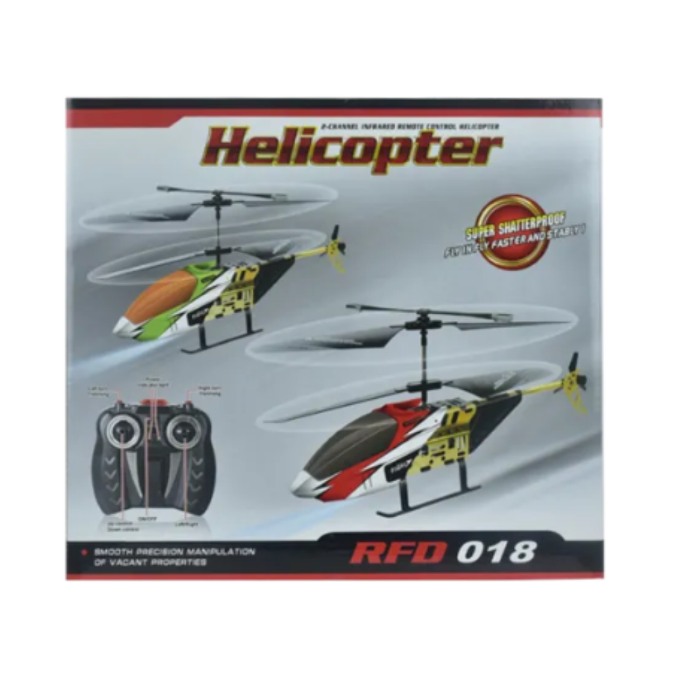 Rechargeable RC Helicopter 2-Channel Remote Control Toy in Red