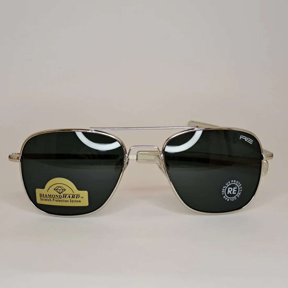 The Intruder Aviator Sunglasses by Randolph – Silver & Black Unisex