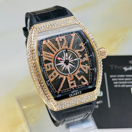 Franck Muller Vanguard Watch – Black, Rose Gold & Iced Design