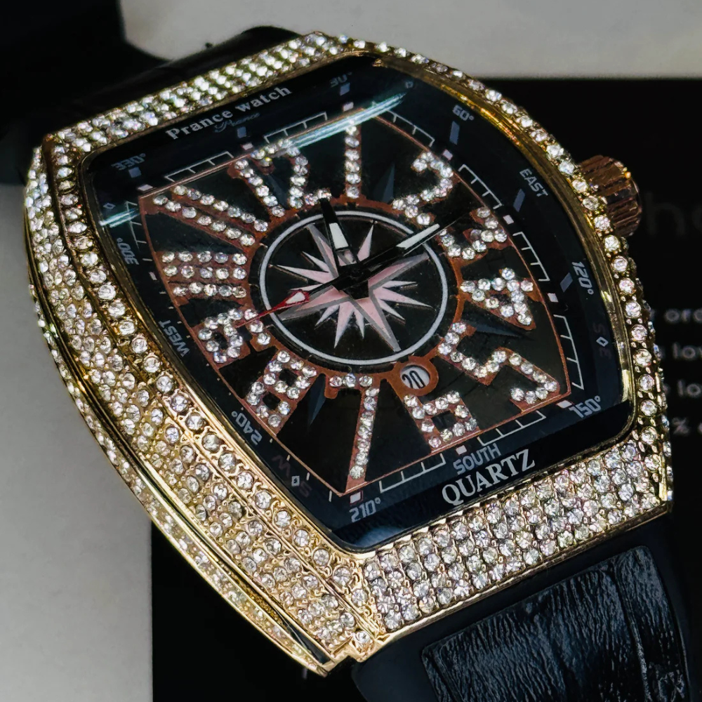 Franck Muller Vanguard Watch – Black, Rose Gold & Iced Design