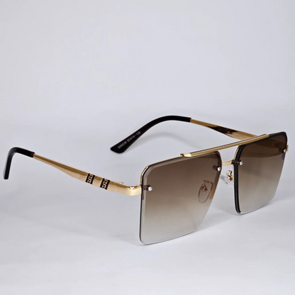Versace Signature Striped Gold/Brown Unisex Eyewear