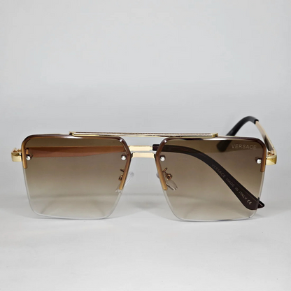 Versace Signature Striped Gold/Brown Unisex Eyewear