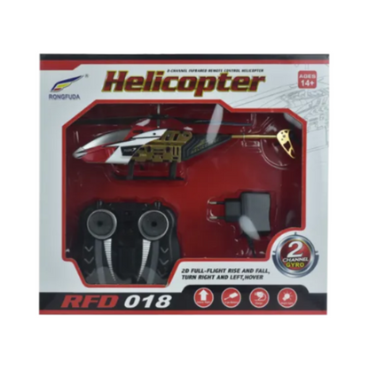 Rechargeable RC Helicopter 2-Channel Remote Control Toy in Red