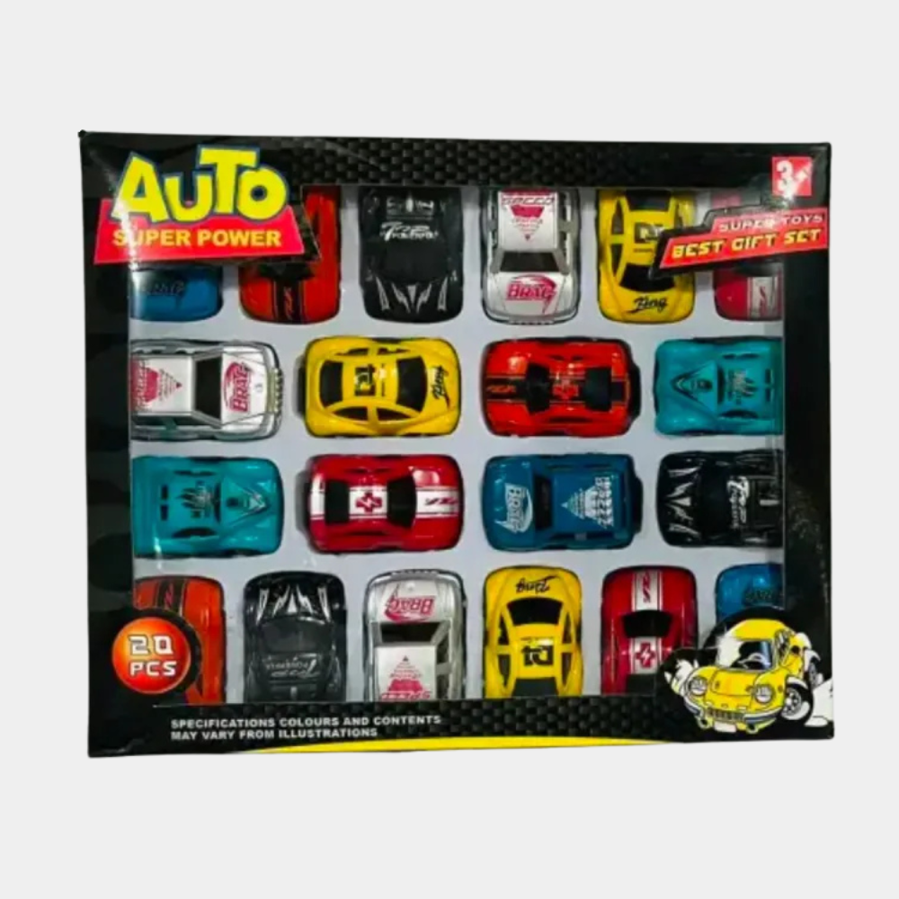 20 Pcs Mini Auto Cars Toy Set – Multi-Color Super Power Vehicles for Kids