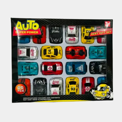 20 Pcs Mini Auto Cars Toy Set – Multi-Color Super Power Vehicles for Kids
