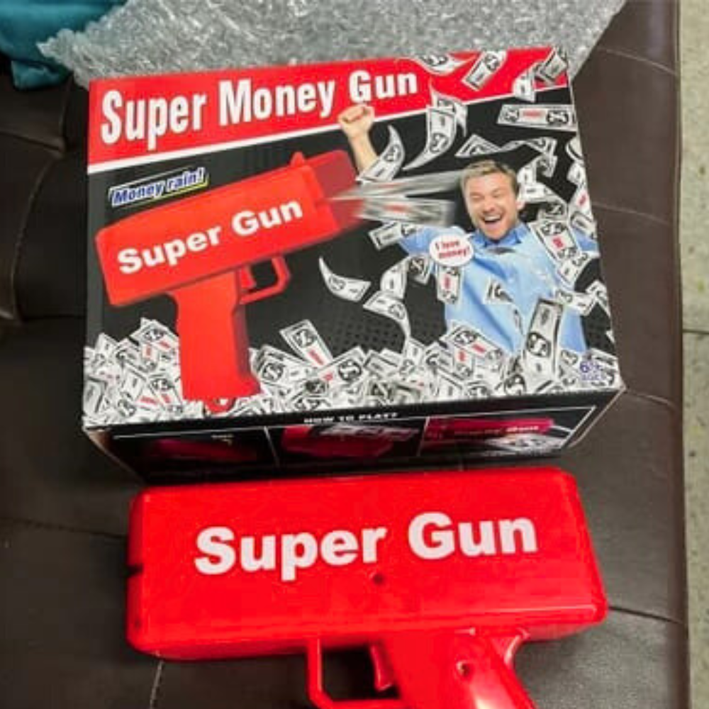 Super Fun Money Shooting Gun – Battery Operated Toy