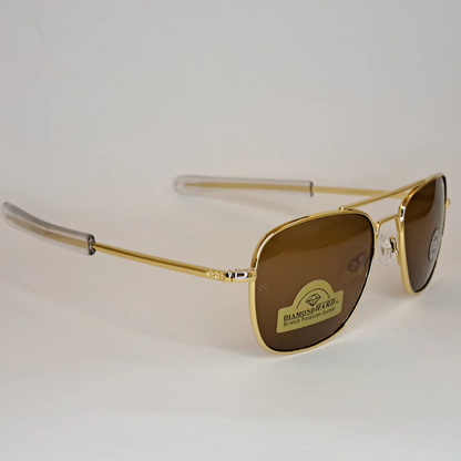 The Intruder Aviator Sunglasses – Randolph Engineering Gold/Brown Unisex