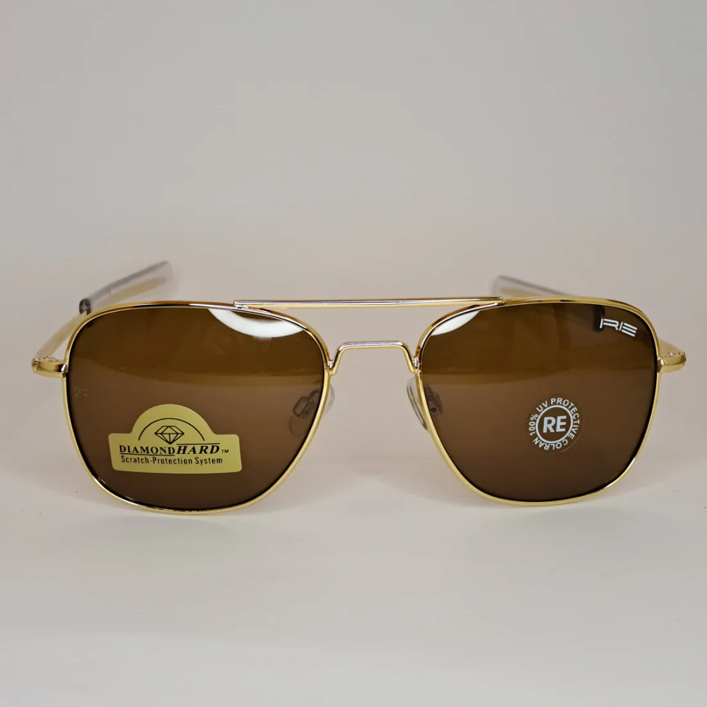 The Intruder Aviator Sunglasses – Randolph Engineering Gold/Brown Unisex