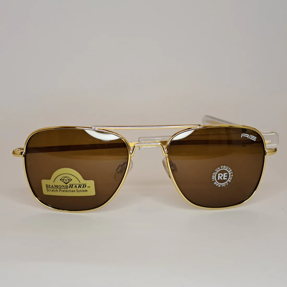 The Intruder Aviator Sunglasses – Randolph Engineering Gold/Brown Unisex