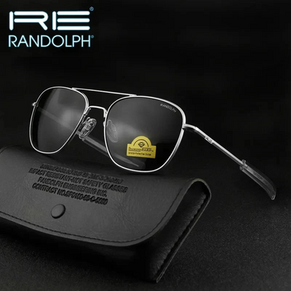 The Intruder Aviator Sunglasses by Randolph – Silver & Black Unisex
