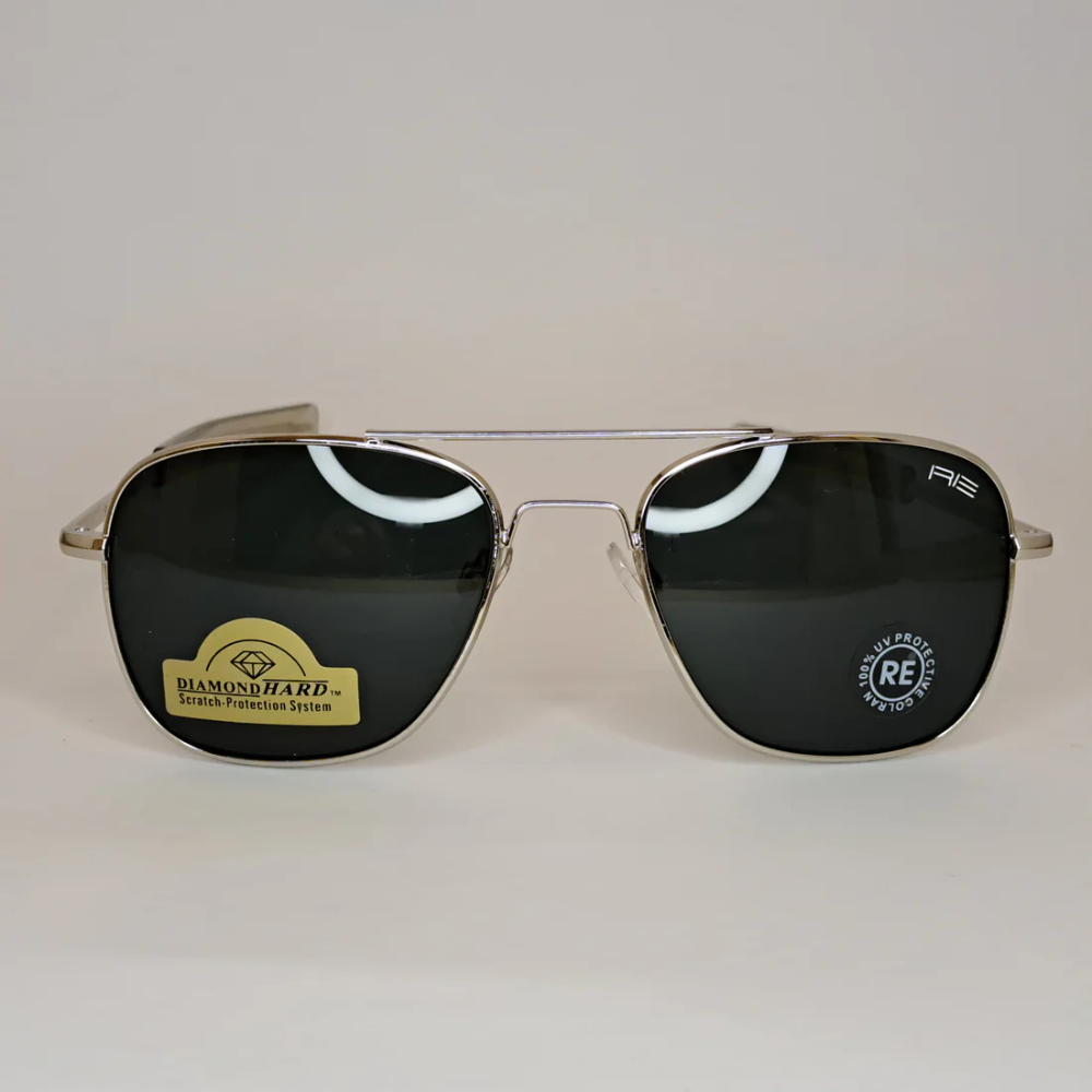 The Intruder Aviator Sunglasses by Randolph – Silver & Black Unisex