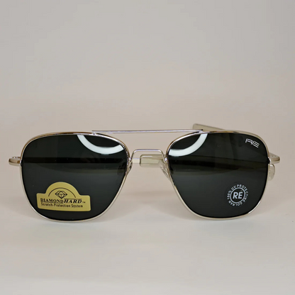The Intruder Aviator Sunglasses by Randolph – Silver & Black Unisex