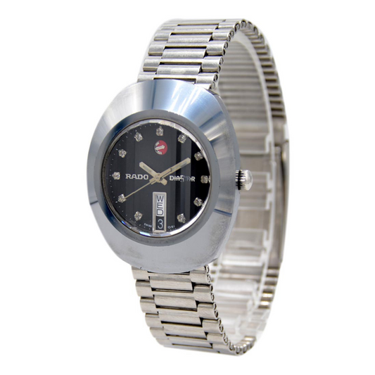 Rado Diastar Classic Silver & Black Metal Watch – Elegant Design